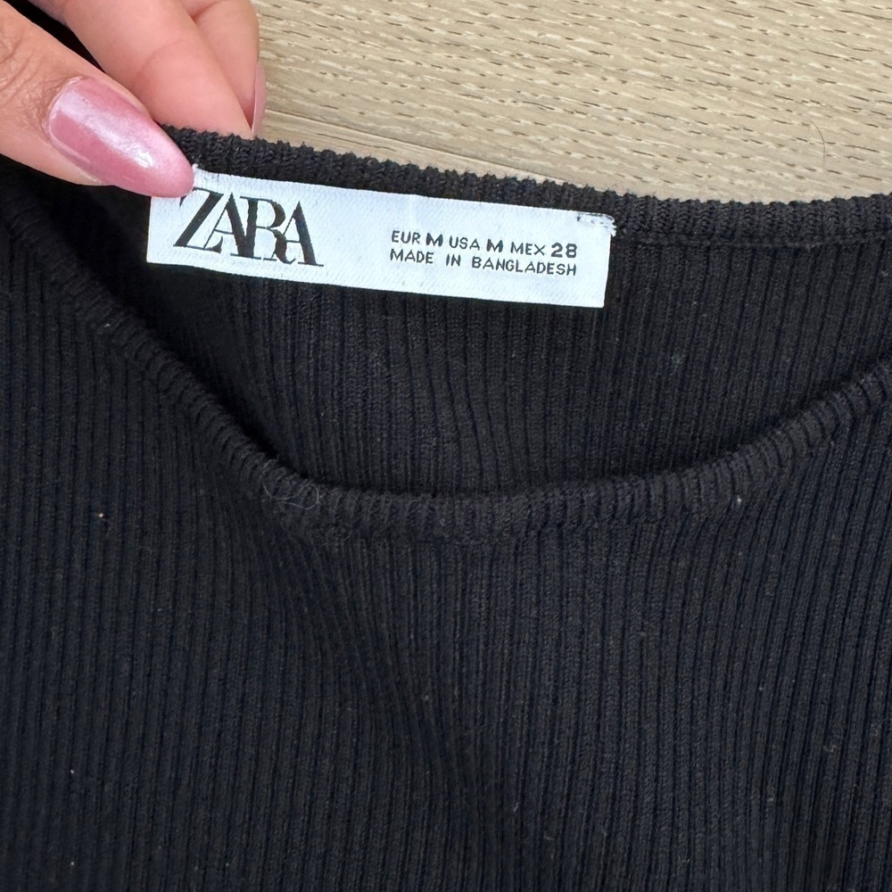 Zara Black Midi Ribbed Dress - Picture 2 of 3